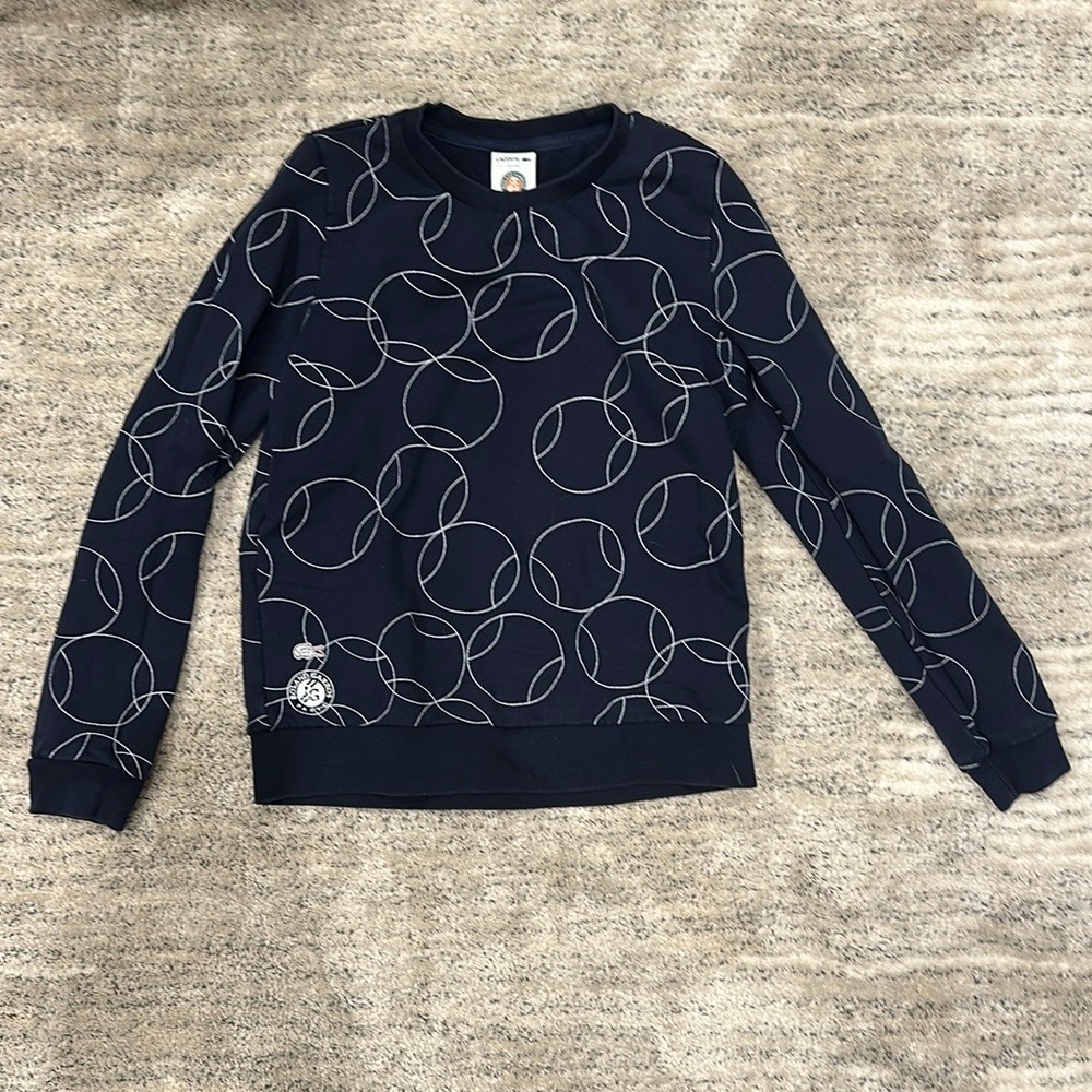 Lacoste Blue Crewneck Sweater with Abstract Pattern